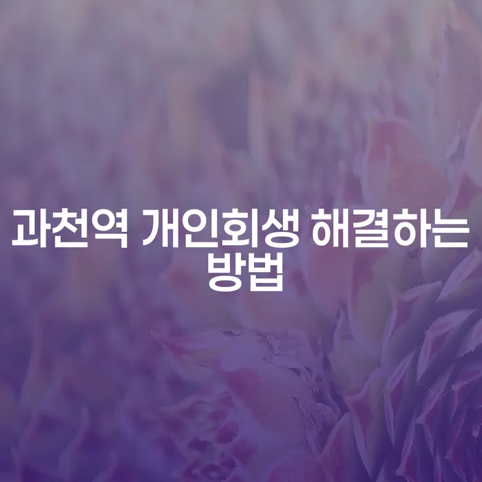 과천역 개인회생 해결하는 방법
